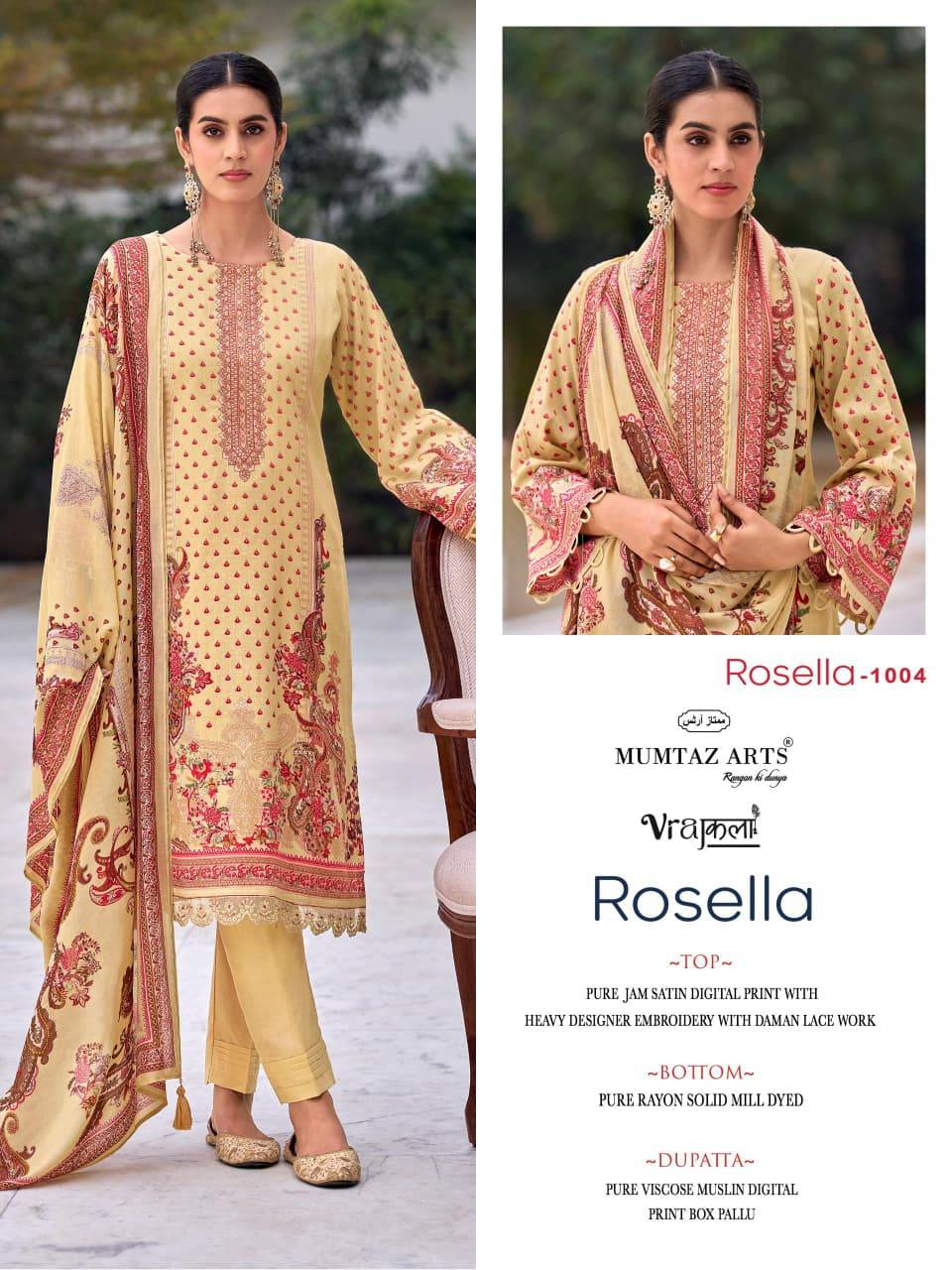 ROSELLA by MUMTAZ ARTS 1001 to 1004 series VISCOSE JAM dresses at Wholesale Price